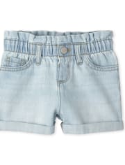Shorts vaqueros con cintura paperbag para bebés y niñas pequeñas