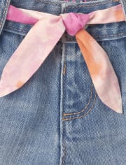 Shorts de mezclilla con cinturón para bebés y niñas pequeñas