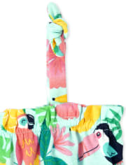 Mameluco tropical con hombros anudados para bebés y niñas pequeñas