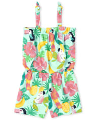 Mameluco tropical con hombros anudados para bebés y niñas pequeñas