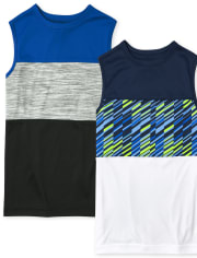 Pack de 2 camisetas sin mangas con diseño musculoso colorblock para niños