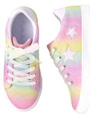 Zapatillas bajas con estrellas arcoíris y purpurina para niñas