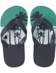 Boys Palm Tree Flip Flops