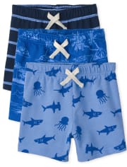 Toddler Boys Ocean French Terry Shorts 3-Pack