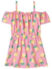 Baby And Toddler Girls Pineapple Off Shoulder Dress