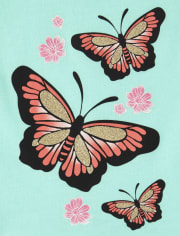 Conjunto de 3 piezas con rayas de mariposa para niñas pequeñas