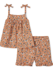 Toddler Girls Floral Ruffle 2-Piece Set