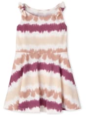 Vestido skater con nudo anudado y teñido anudado para bebés y niñas pequeñas