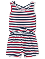Mameluco a rayas americana para bebés y niñas pequeñas