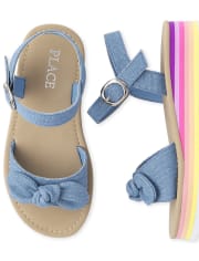 Girls Sparkle Denim Platform Sandals