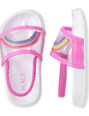 Chanclas transparentes con diseño de arcoíris para niñas pequeñas