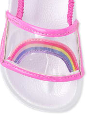 Chanclas transparentes con diseño de arcoíris para niñas pequeñas