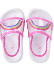 Chanclas transparentes con diseño de arcoíris para niñas pequeñas