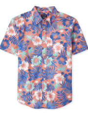 Mens Dad And Me Tropical Poplin Button Up Shirt
