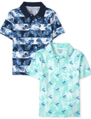 Boys Print Jersey Polo 2-Pack