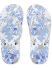 Girls Tie Dye Stars Flip Flops