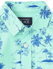 Baby And Toddler Boys Palm Tree Poplin Button Up Shirt