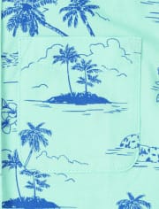 Baby And Toddler Boys Palm Tree Poplin Button Up Shirt