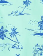 Baby And Toddler Boys Palm Tree Poplin Button Up Shirt