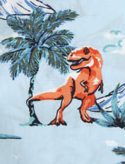 Camisa de popelina con botones de dinosaurio tropical para bebés y niños pequeños