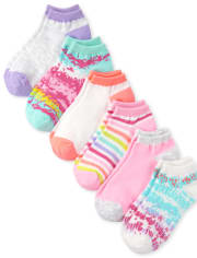 Paquete de 6 pares de calcetines tobilleros con efecto teñido anudado para niñas