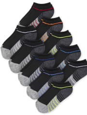 Boys Colorblock Cushioned Ankle Socks 10-Pack