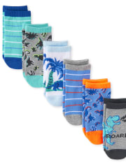 Toddler Boys Dino Ankle Socks 6-Pack