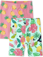 Toddler Girls Tropical Bike Shorts 2-Pack