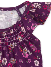 Conjunto de 2 piezas de cambray floral para niñas pequeñas