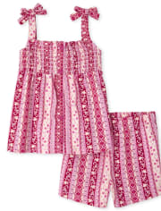 Toddler Girls Floral Smocked 2-Piece Set