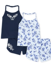 Ensemble 4 pièces licou fleuri pour petites filles