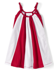 Robe rayée nouée aux épaules pour toute-petite fille