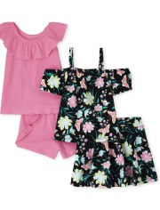 Ensemble 4 pièces papillon à volants pour petites filles