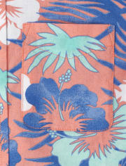 Boys Dad And Me Tropical Poplin Button Up Shirt