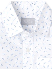Boys Print Poplin Button Up Shirt