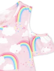 Mameluco con hombros descubiertos arcoíris para niñas pequeñas y bebés