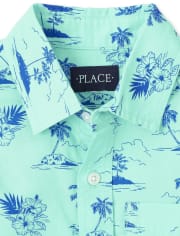 Chemise boutonnée en popeline palmier pour garçon