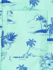 Chemise boutonnée en popeline palmier pour garçon