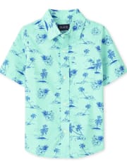 Chemise boutonnée en popeline palmier pour garçon