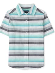 Boys Striped Chambray Button Up Shirt