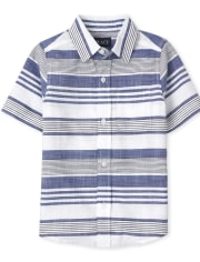 Boys Dad And Me Striped Chambray Button Up Shirt