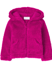 Sweat à capuche zippé en sherpa pour bébés et petites filles