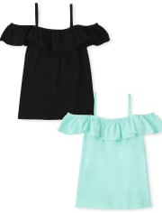 Girls Ruffle Off Shoulder Top 2-Pack