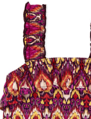 Girls Print Ruffle Tank Top
