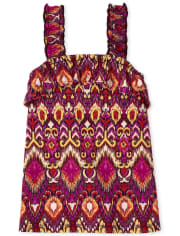 Girls Print Ruffle Tank Top