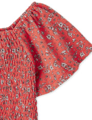 Girls Print Smocked Top