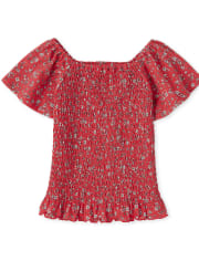 Girls Print Smocked Top