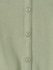 Girls Ribbed Button Tie Front Tank Top