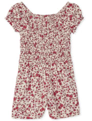 Combishort smocké à fleurs pour fille