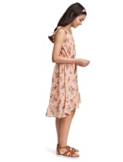 Vestido Niña Volante Floral Cruzado